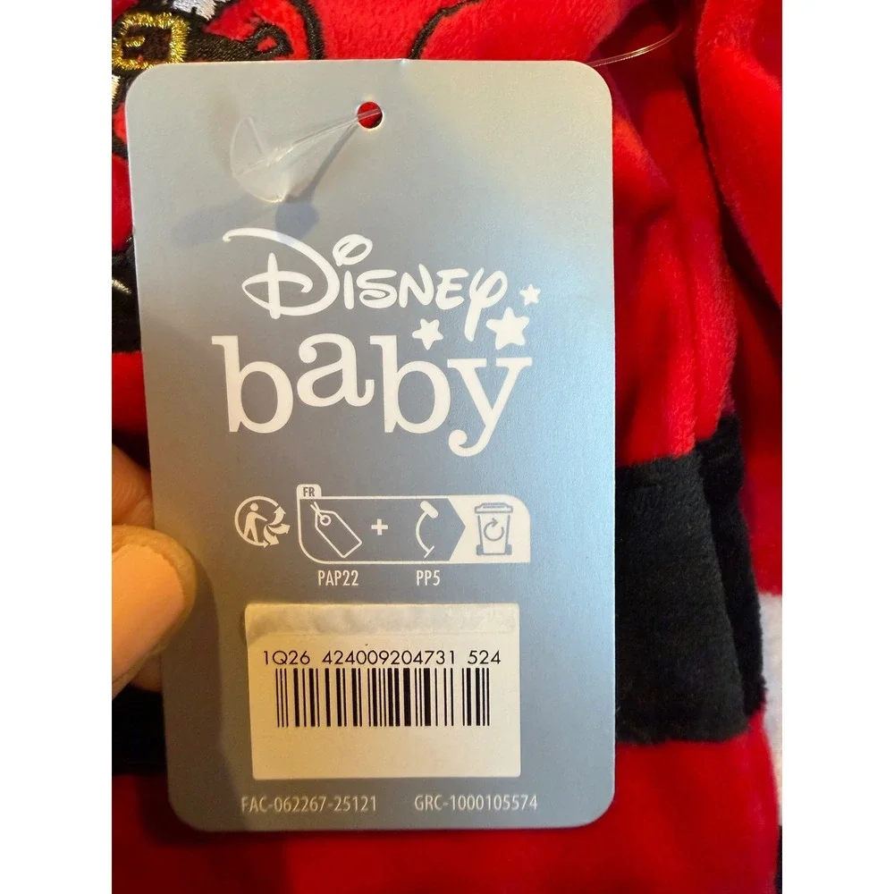 NWT Disney Baby Mickey Mouse Santa Suit Red Velour Hooded Jacket Pants Set 0-3M